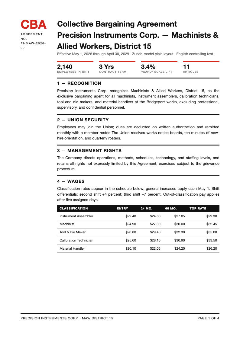 Swiss international collective bargaining agreement